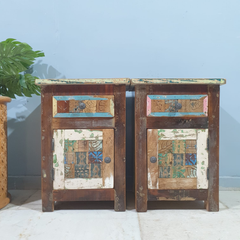 Liberty Reclaimed Timber Pair of Bedside Solid Wood Bedside Tables 101