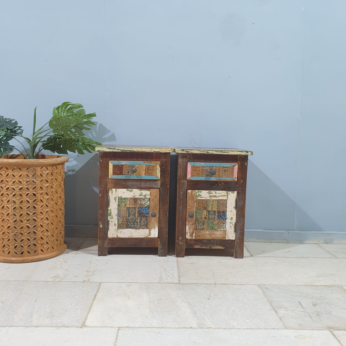 Liberty Reclaimed Timber Pair of Bedside Solid Wood Bedside Tables 101