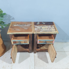 Liberty Reclaimed Timber Pair of Bedside Solid Wood Bedside Tables 101