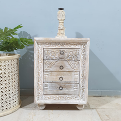 Indian Hand Carved Solid Wood Bedside Tables 102