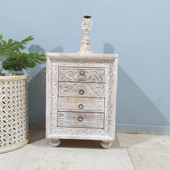 Indian Hand Carved Solid Wood Bedside Tables 102