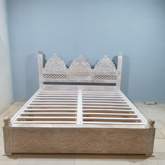 Mehrab Hand Carved Solid Wooden Storage Bed 181