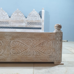 Mehrab Hand Carved Solid Wooden Storage Bed 181
