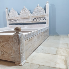 Mehrab Hand Carved Solid Wooden Storage Bed 181
