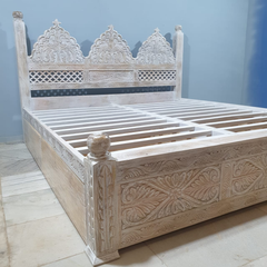 Mehrab Hand Carved Solid Wooden Storage Bed 181