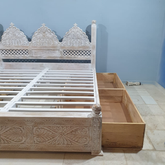 Mehrab Hand Carved Solid Wooden Storage Bed 181