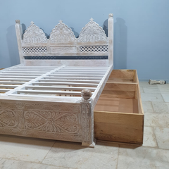 Mehrab Hand Carved Solid Wooden Storage Bed 181