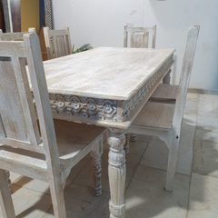 Hand Carved Mango Wood Dining Table 18