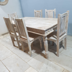 Hand Carved Mango Wood Dining Table 18