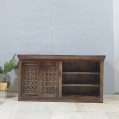 Hand Carved Solid Wood Bookshelf Display Shelf B53