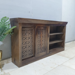 Hand Carved Solid Wood Bookshelf Display Shelf B53