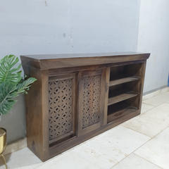 Hand Carved Solid Wood Bookshelf Display Shelf B53