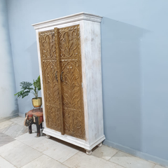 Hand Carved Solid Wooden Cupboard Cabinet Wardrobe D125