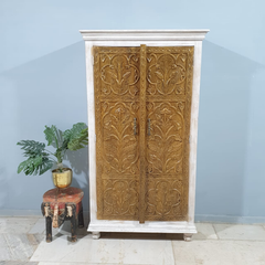 Hand Carved Solid Wooden Cupboard Cabinet Wardrobe D125