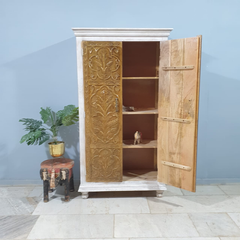 Hand Carved Solid Wooden Cupboard Cabinet Wardrobe D125