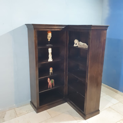 Hand Carved Mango Wood joined Corner Bookshelf Display Shelf B54