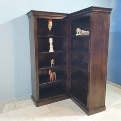 Hand Carved Mango Wood joined Corner Bookshelf Display Shelf B54