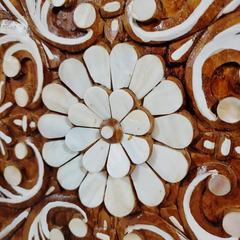 Indian Vintage Antique Hand Carved Teak Wood Mother of Pearl Inlay Door 31