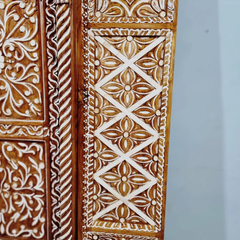 Indian Vintage Antique Hand Carved Teak Wood Mother of Pearl Inlay Door 31