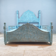 Mehrab Hand Carved Solid Wooden Storage Bed 182