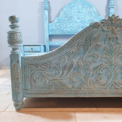Mehrab Hand Carved Solid Wooden Storage Bed 182