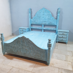 Mehrab Hand Carved Solid Wooden Storage Bed 182