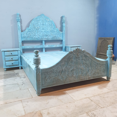 Mehrab Hand Carved Solid Wooden Storage Bed 182