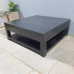 Boston Large Square Coffee Table Solid Wood Contemporary Style Black C103