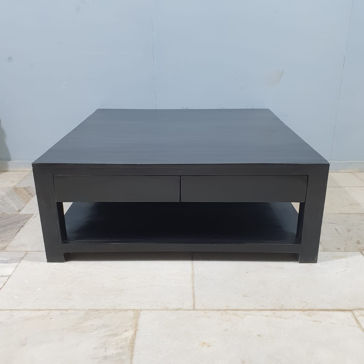Boston Large Square Coffee Table Solid Wood Contemporary Style Black C103