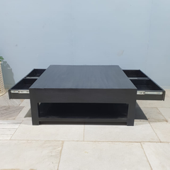 Boston Large Square Coffee Table Solid Wood Contemporary Style Black C103