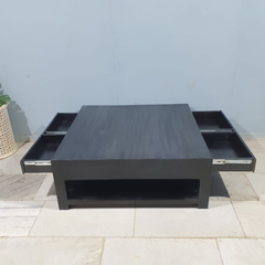 Boston Large Square Coffee Table Solid Wood Contemporary Style Black C103