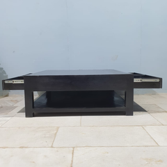 Boston Large Square Coffee Table Solid Wood Contemporary Style Black C103