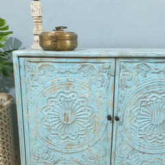 Hand Carved Solid Wood 4 Doors Sideboard Buffet C63