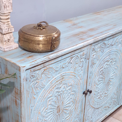 Hand Carved Solid Wood 4 Doors Sideboard Buffet C63