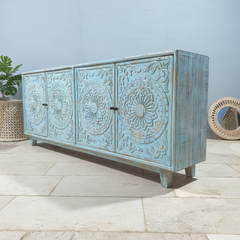 Hand Carved Solid Wood 4 Doors Sideboard Buffet C63