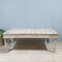 Old Door Arch Mehrab Design Hand Carved Mango Wood Dining Table 19