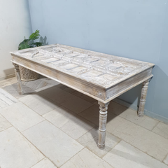 Old Door Arch Mehrab Design Hand Carved Mango Wood Dining Table 19