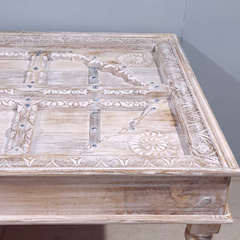 Old Door Arch Mehrab Design Hand Carved Mango Wood Dining Table 19