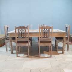 Old Door Arch Mehrab Design Hand Carved Mango Wood Dining Table 19