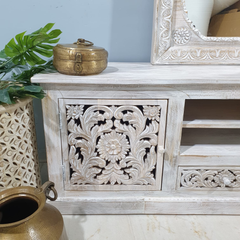 Hand Carved Jali Solid Wood Carved Doors Entertainment TV unit 62