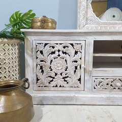 Hand Carved Jali Solid Wood Carved Doors Entertainment TV unit 62
