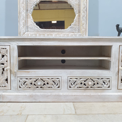 Hand Carved Jali Solid Wood Carved Doors Entertainment TV unit 62