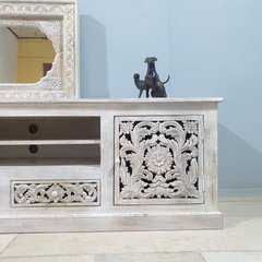 Hand Carved Jali Solid Wood Carved Doors Entertainment TV unit 62