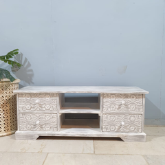 Hand Carved Solid Wood Carved Doors TV unit 63