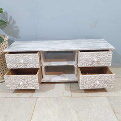 Hand Carved Solid Wood Carved Doors TV unit 63