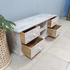 Hand Carved Solid Wood Carved Doors TV unit 63