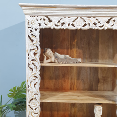 Hand Carved Jali Solid Wood Bookshelf Display Shelf B55