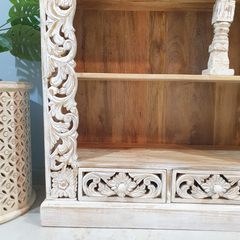 Hand Carved Jali Solid Wood Bookshelf Display Shelf B55