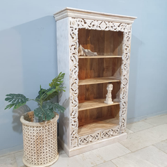 Hand Carved Jali Solid Wood Bookshelf Display Shelf B55