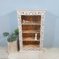 Hand Carved Jali Solid Wood Bookshelf Display Shelf B55